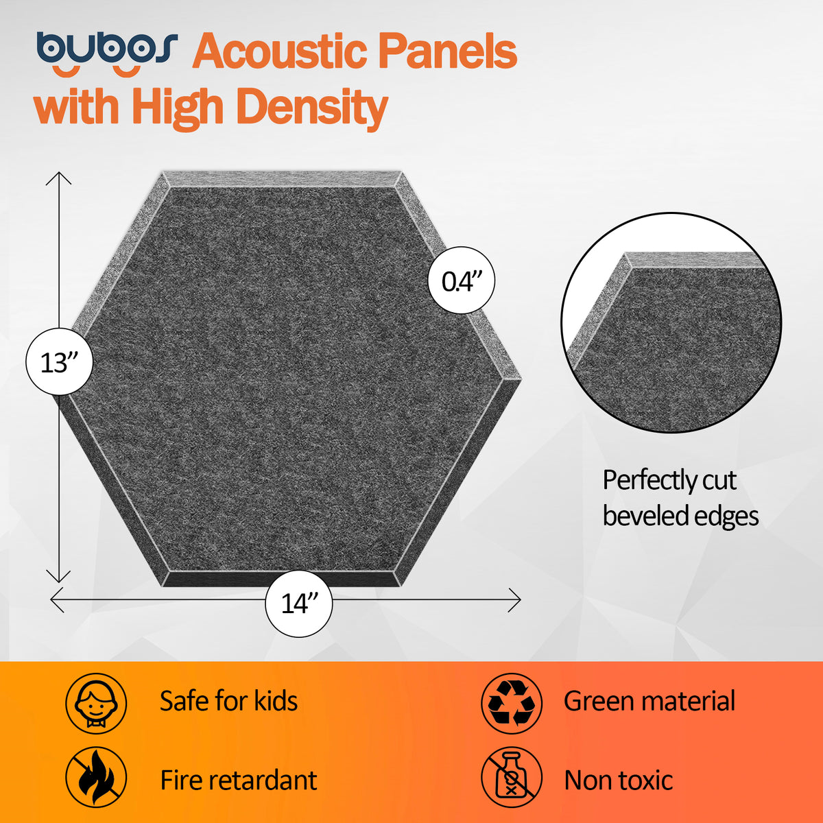 Bubos Hexagon Acoustic Panels Self-adhesive 14*13" Minimum order: 4 sets
