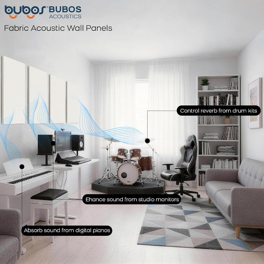 BUBOS Fabric Acoustic Wall Panels, 4-Pack | 1-Inch Peel and Stick Panels