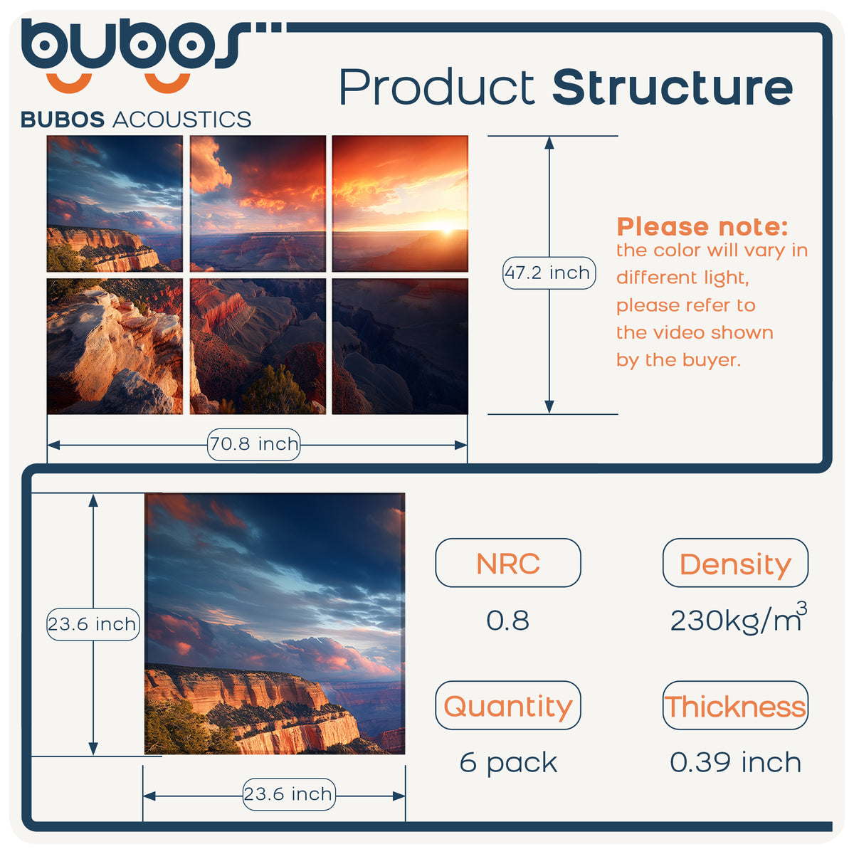 BUBOS 6-Pack Acoustic Panel-Canyon Fire
