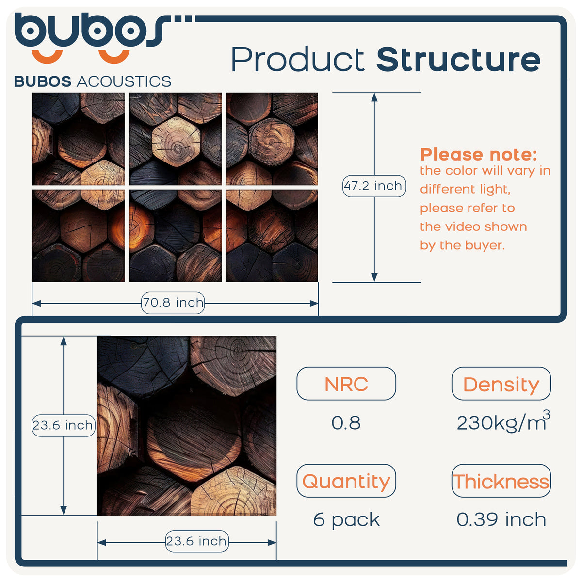 BUBOS 6-Pack Acoustic Panels-Timber Code