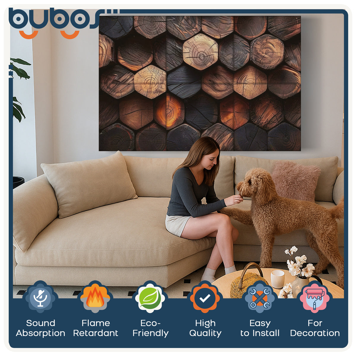 BUBOS 6-Pack Acoustic Panels-Timber Code