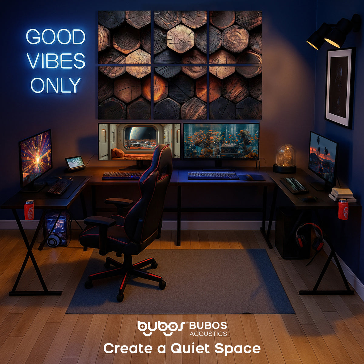BUBOS 6-Pack Acoustic Panels-Timber Code