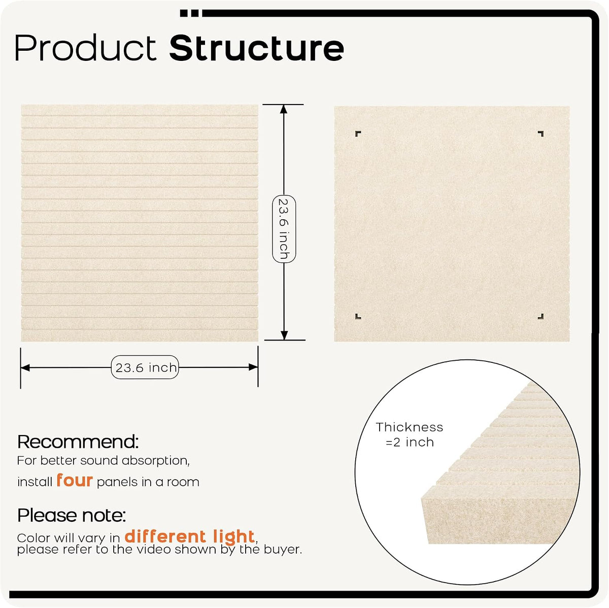 BUBOS Sona Block Acoustic Panels, 2-Pack – Wall Mount or Ceiling Suspension