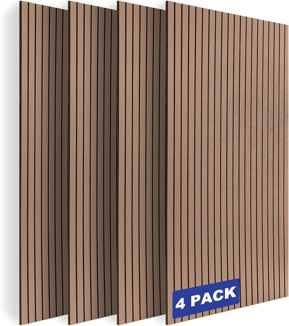 BUBOS 4 Pack Acoustic Panels-Deep Faux Wood Veneer