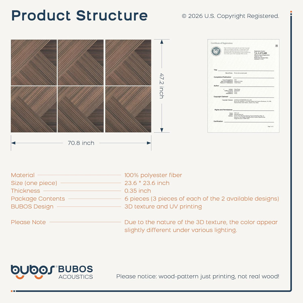 BUBOS 6-Pack Acoustic Wall Panels-Diamond Weave