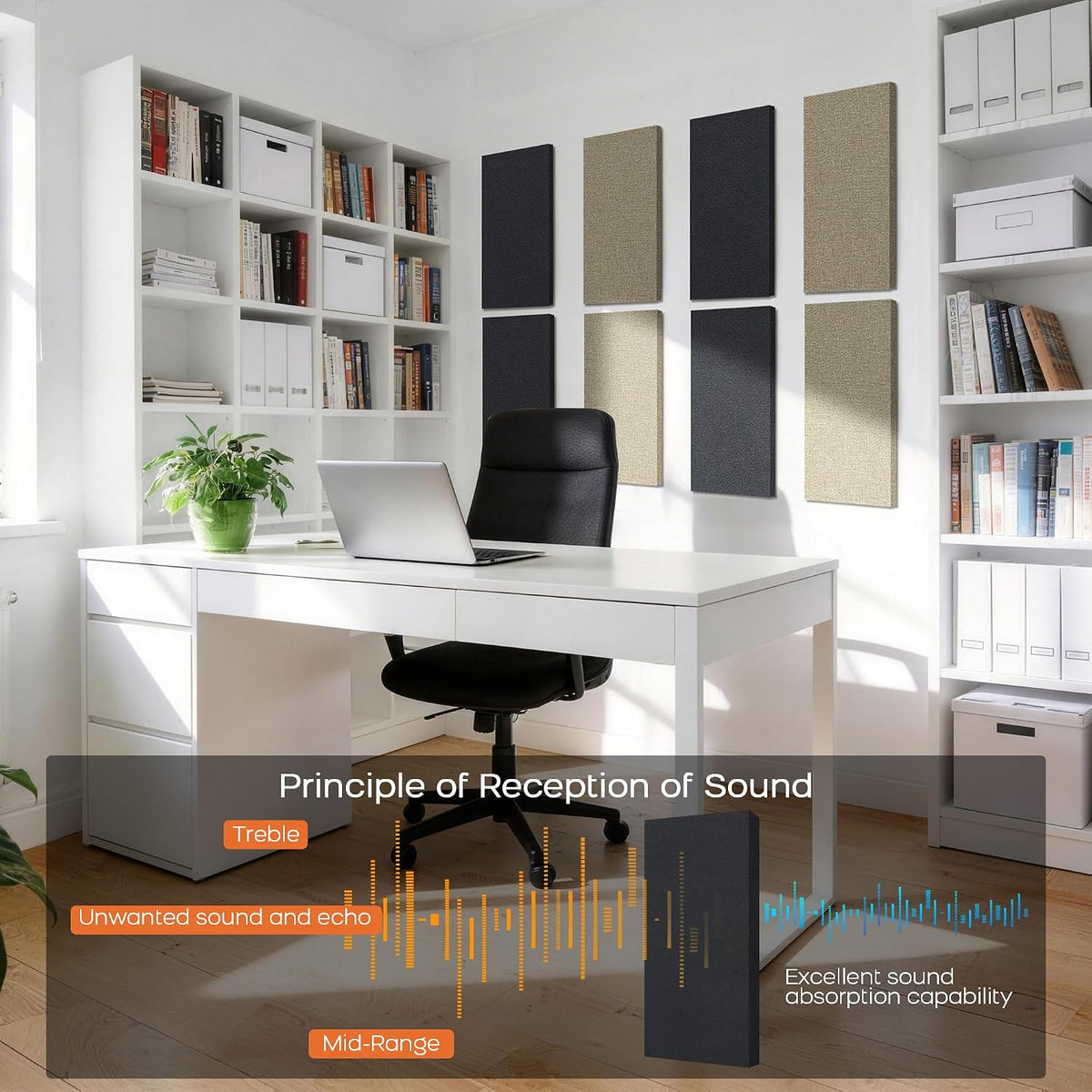 BUBOS Fabric Acoustic Wall Panels, 4-Pack | 1-Inch Peel and Stick Panels