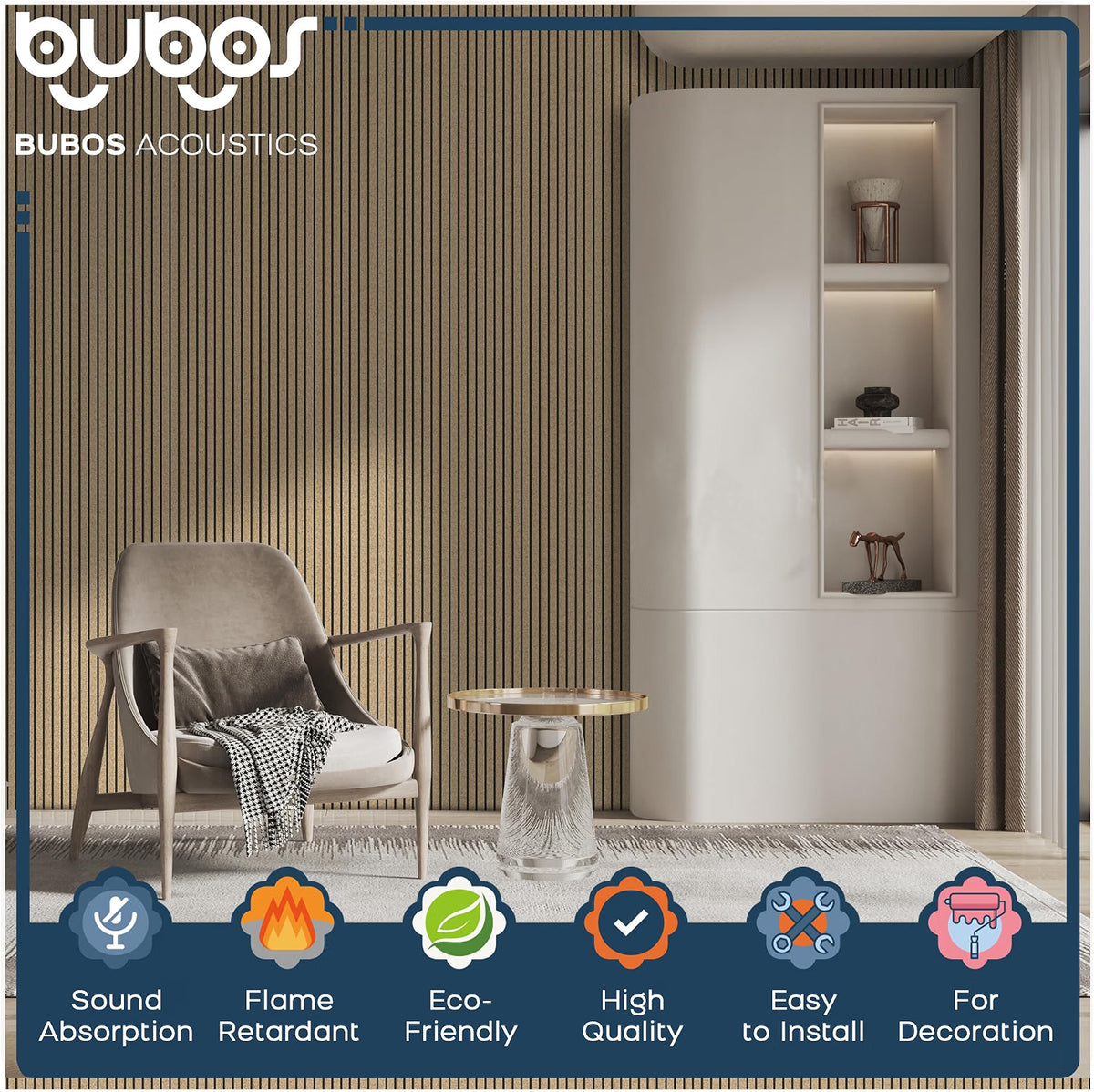 BUBOS 4-Pack Acoustic Panels-Cork