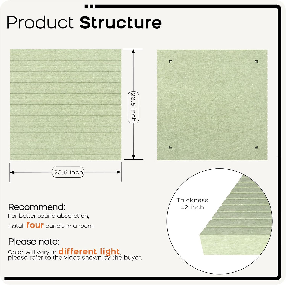 BUBOS Sona Block Acoustic Panels, 2-Pack – Wall Mount or Ceiling Suspension