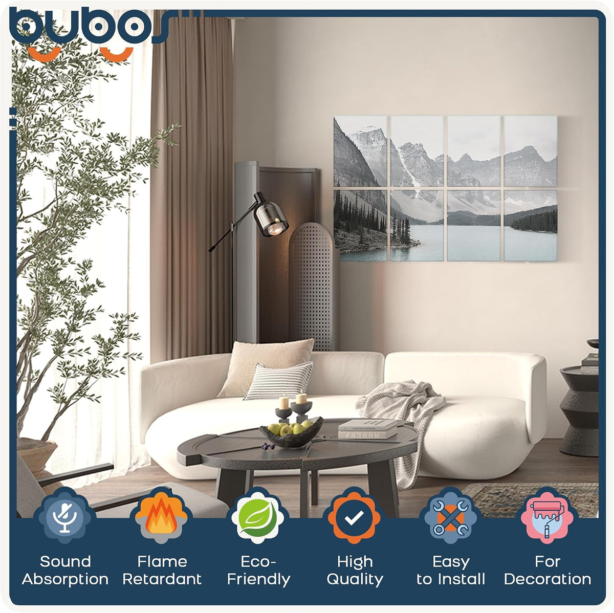 BUBOS 8-Pack Acoustic Panels-Lake