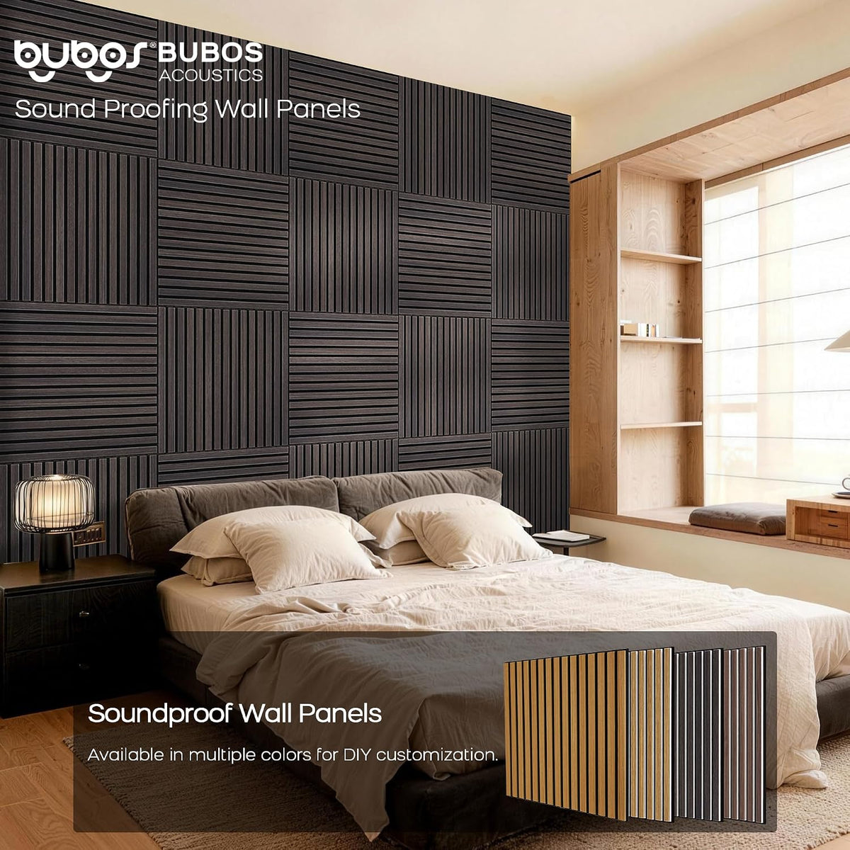 BUBOS 6-Pack Acoustic Wall Panels-Slat Flow