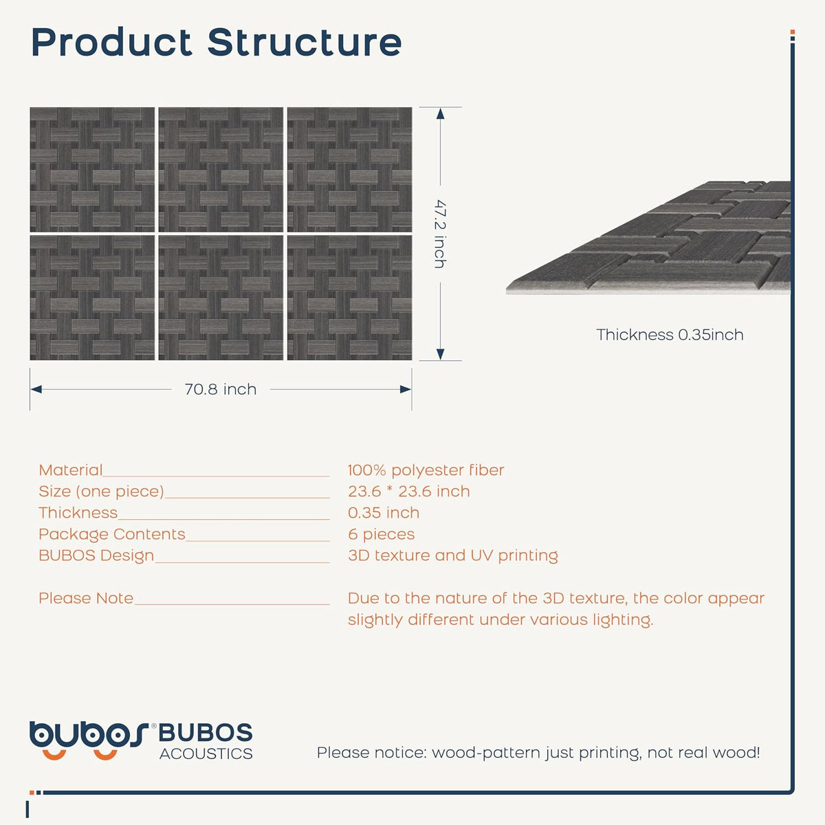 BUBOS 6-Pack Acoustic Wall Panels-GrainLoom