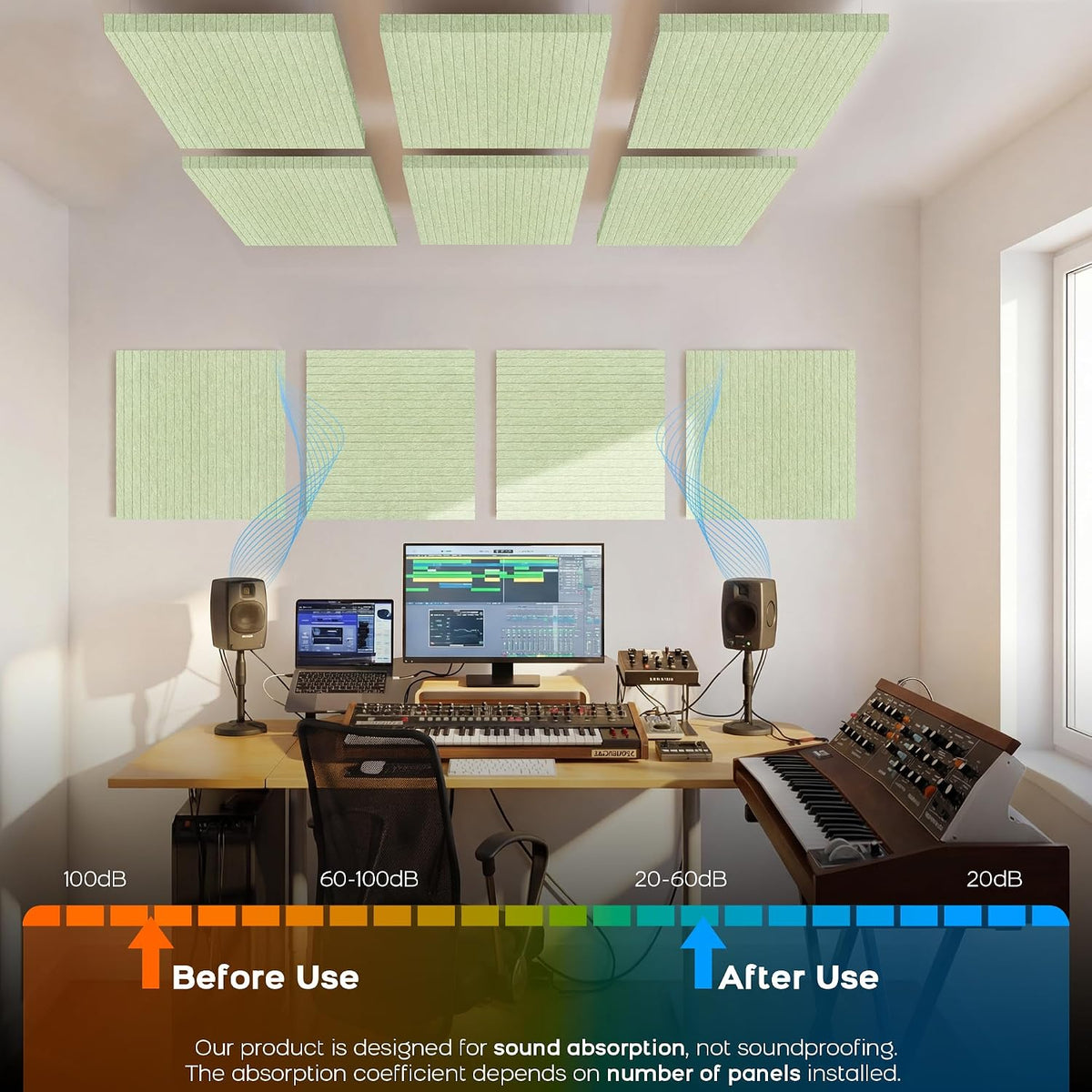 BUBOS Sona Block Acoustic Panels, 2-Pack – Wall Mount or Ceiling Suspension