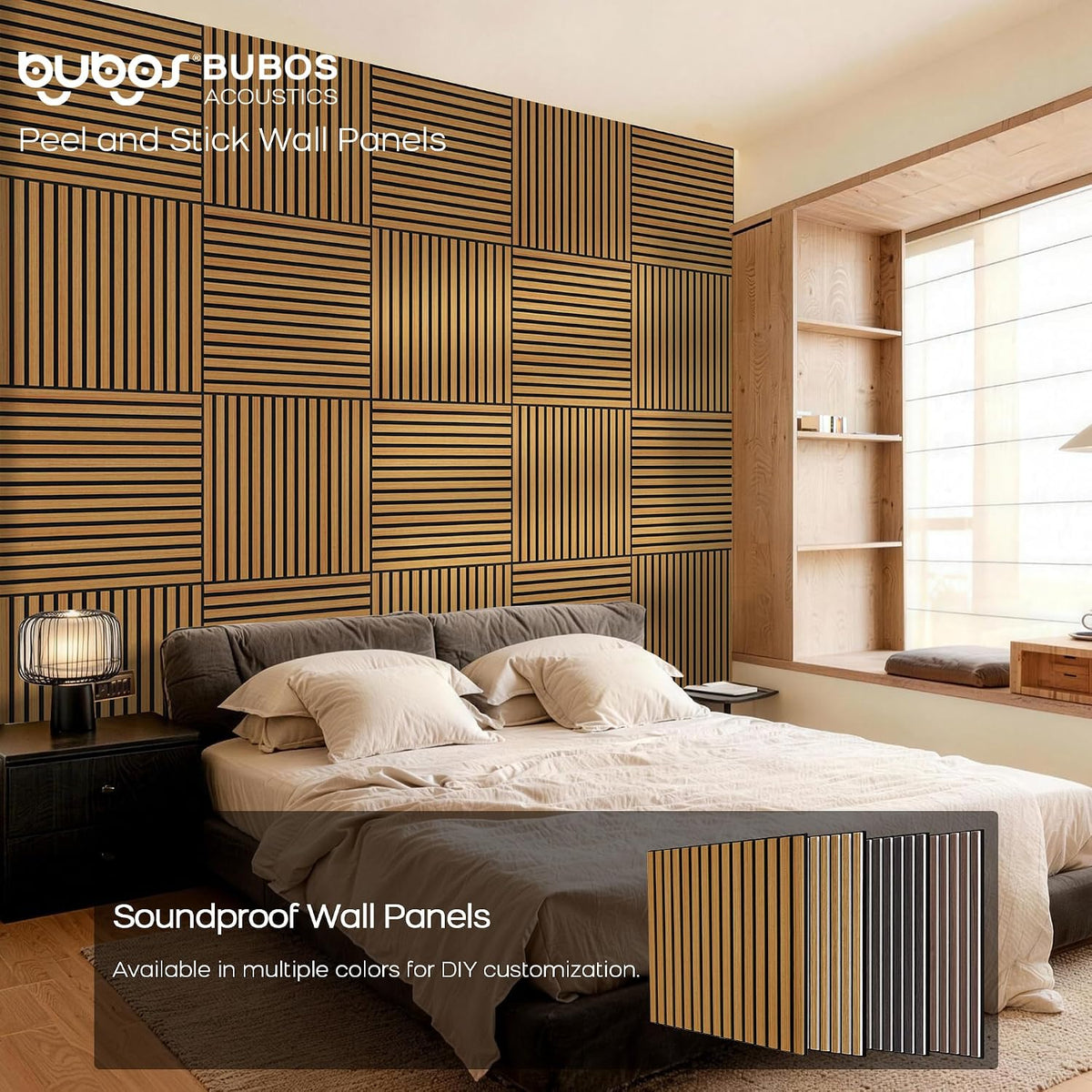 BUBOS 6-Pack Acoustic Wall Panels-Slat Flow