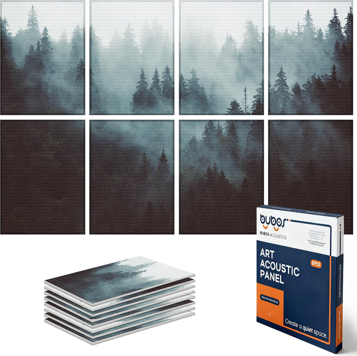 BUBOS 8-Pack Acoustic Panels-Fog Forest