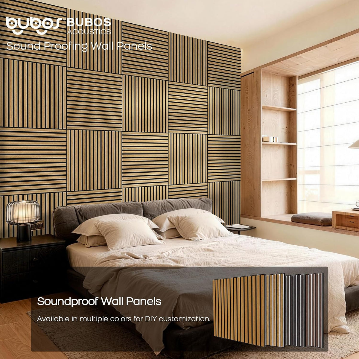 BUBOS 6-Pack Acoustic Wall Panels-Slat Flow