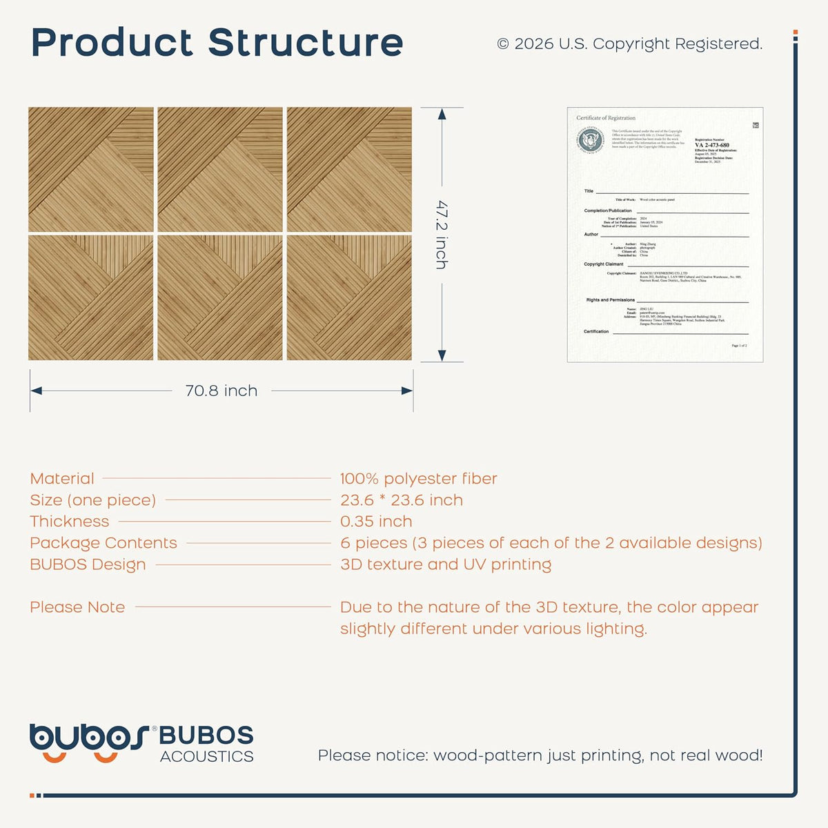 Bubos Large Acoustic log color 72*48"