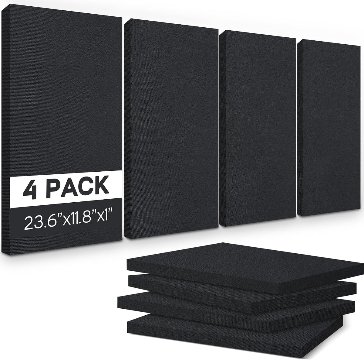 BUBOS Fabric Acoustic Wall Panels, 4-Pack | 1-Inch Peel and Stick Panels