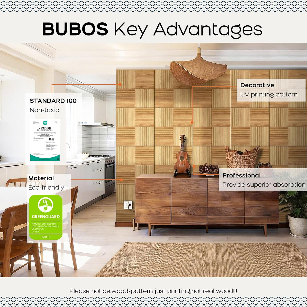 Bubos Large Acoustic log color 72*48"
