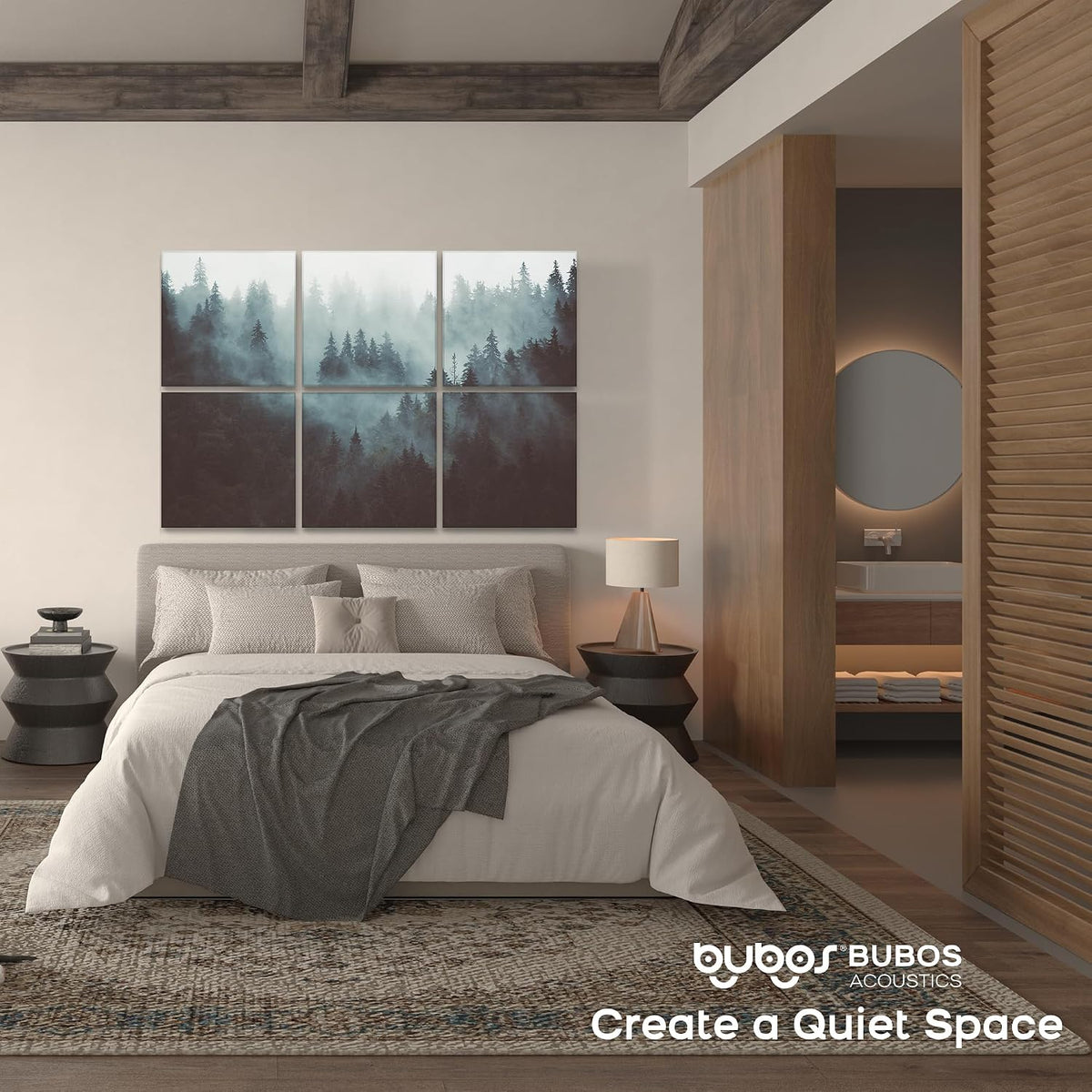 BUBOS 6-Pack Acoustic Panels-Foggy Forest