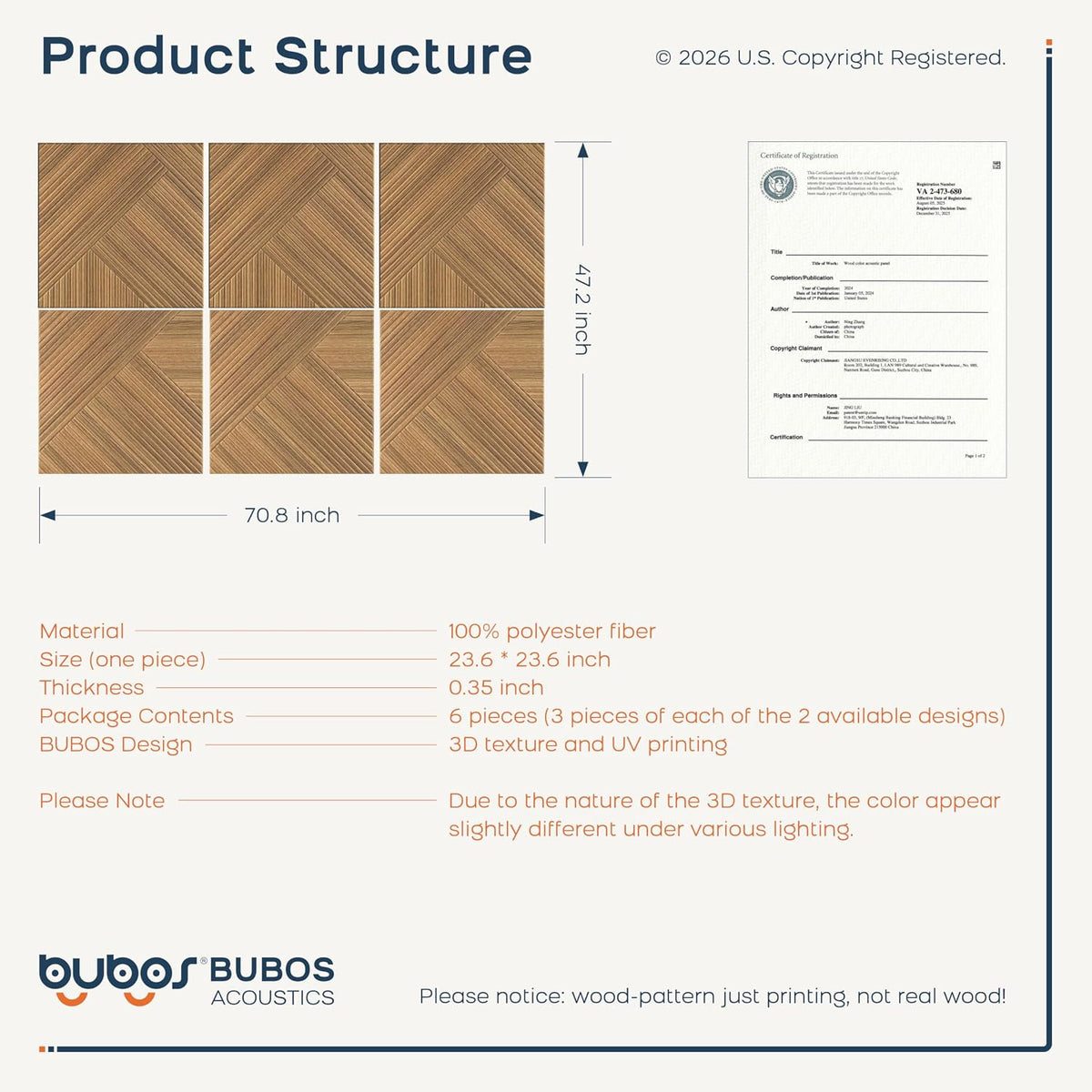 BUBOS 6-Pack Acoustic Wall Panels-Diamond Weave