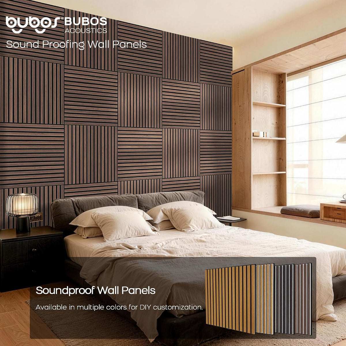 BUBOS 6-Pack Acoustic Wall Panels-Slat Flow