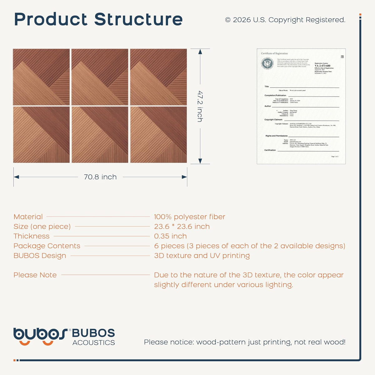 Bubos Large Acoustic log color 72*48"