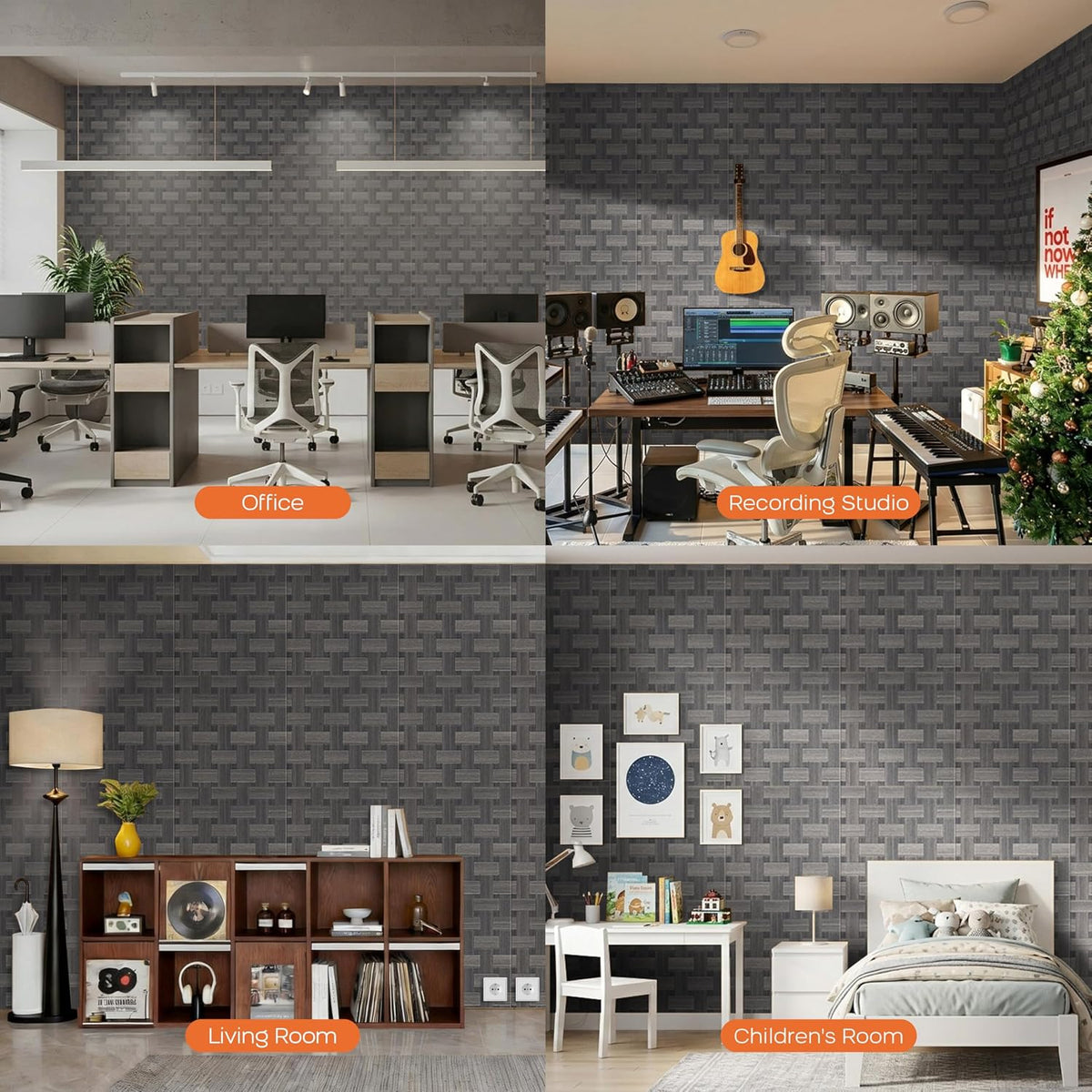 BUBOS 6-Pack Acoustic Wall Panels-GrainLoom