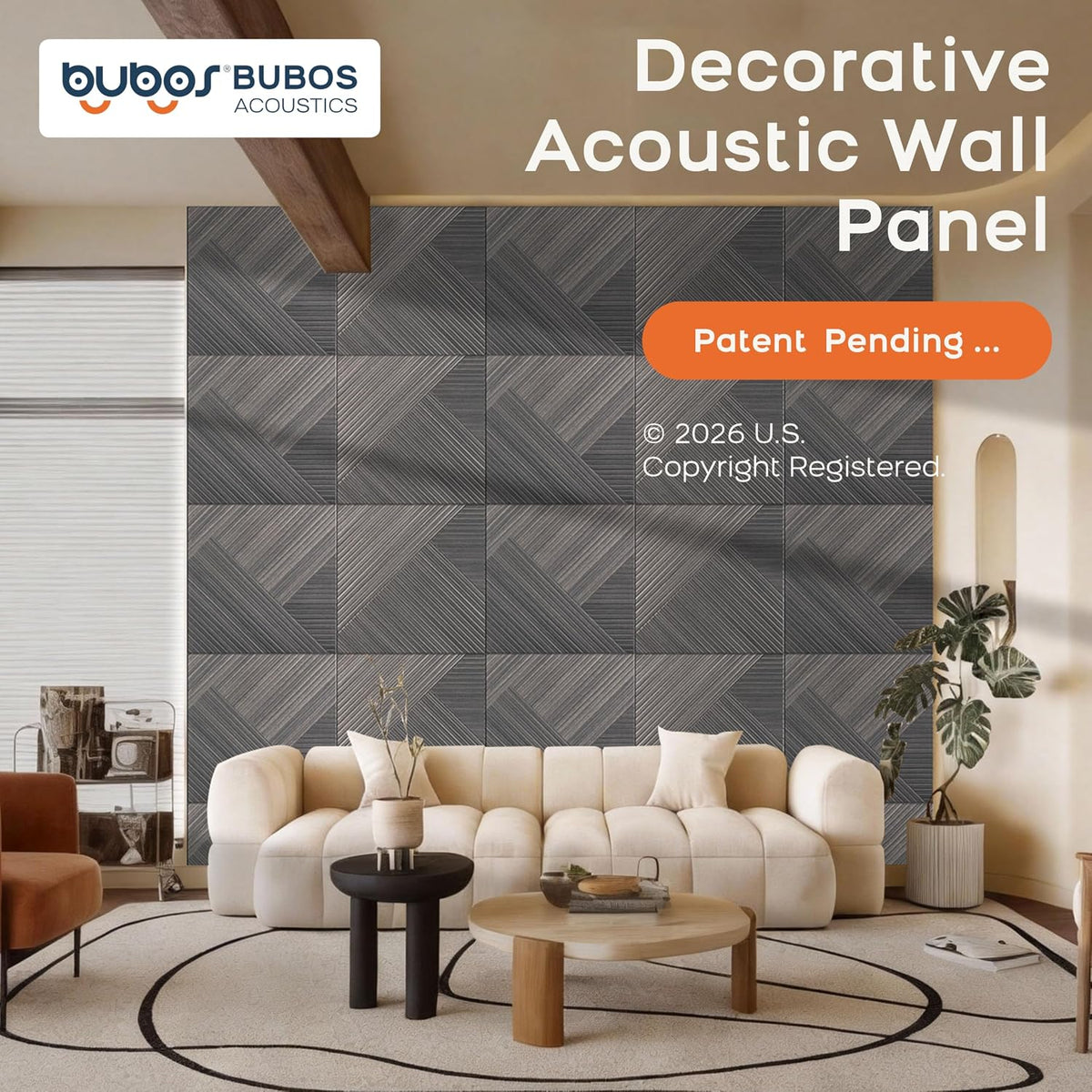 BUBOS 6-Pack Acoustic Wall Panels-Diamond Weave