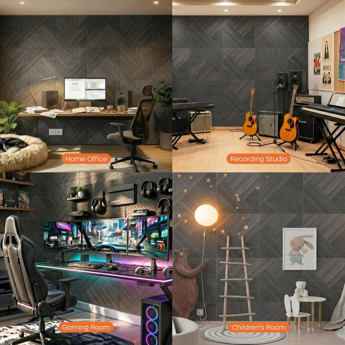 BUBOS 6-Pack Acoustic Wall Panels-Diamond Weave