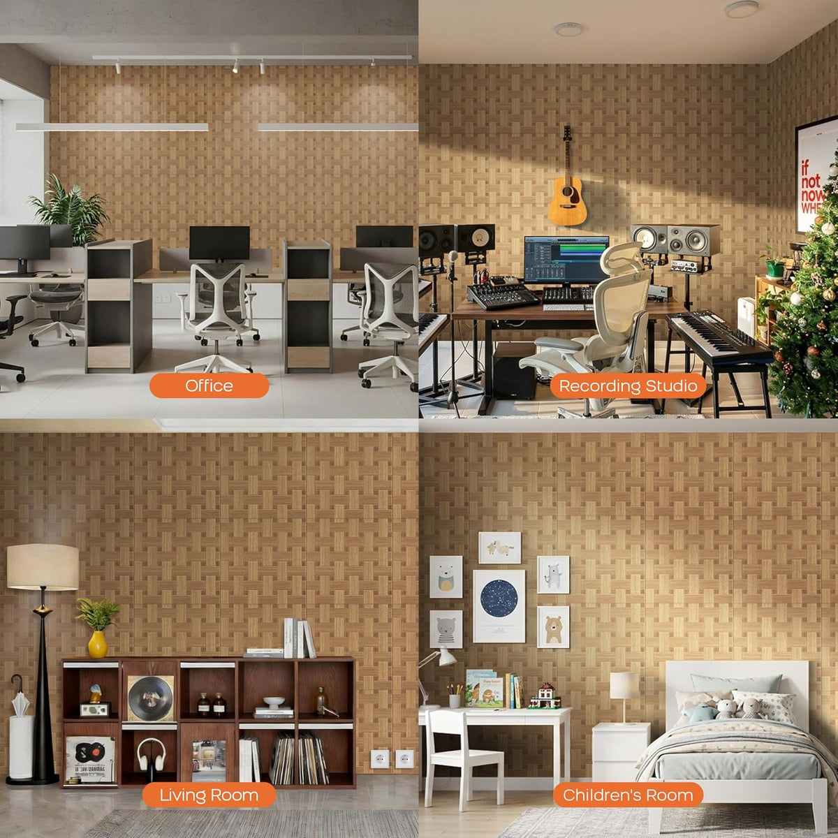 BUBOS 6-Pack Acoustic Wall Panels-GrainLoom