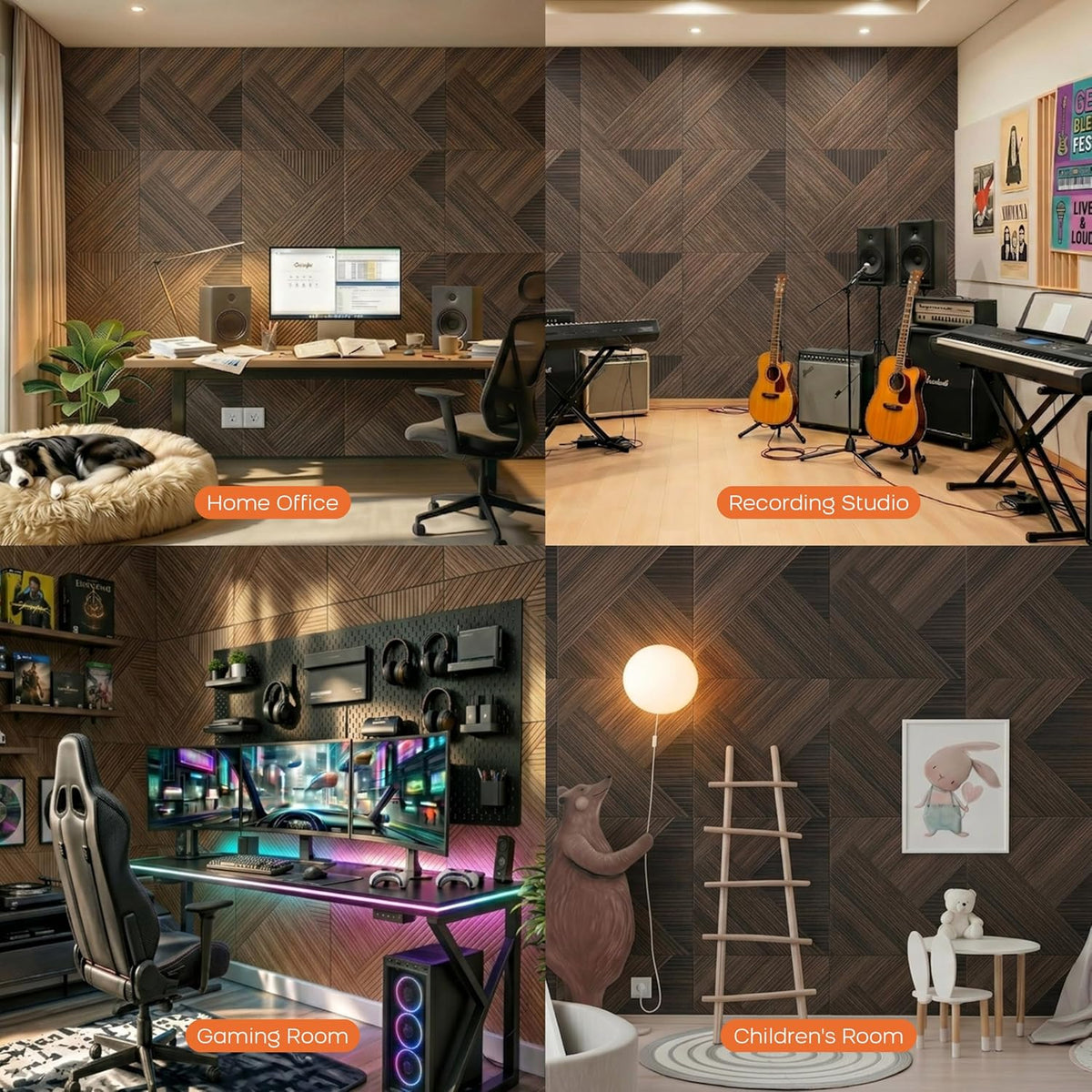BUBOS 6-Pack Acoustic Wall Panels-Diamond Weave