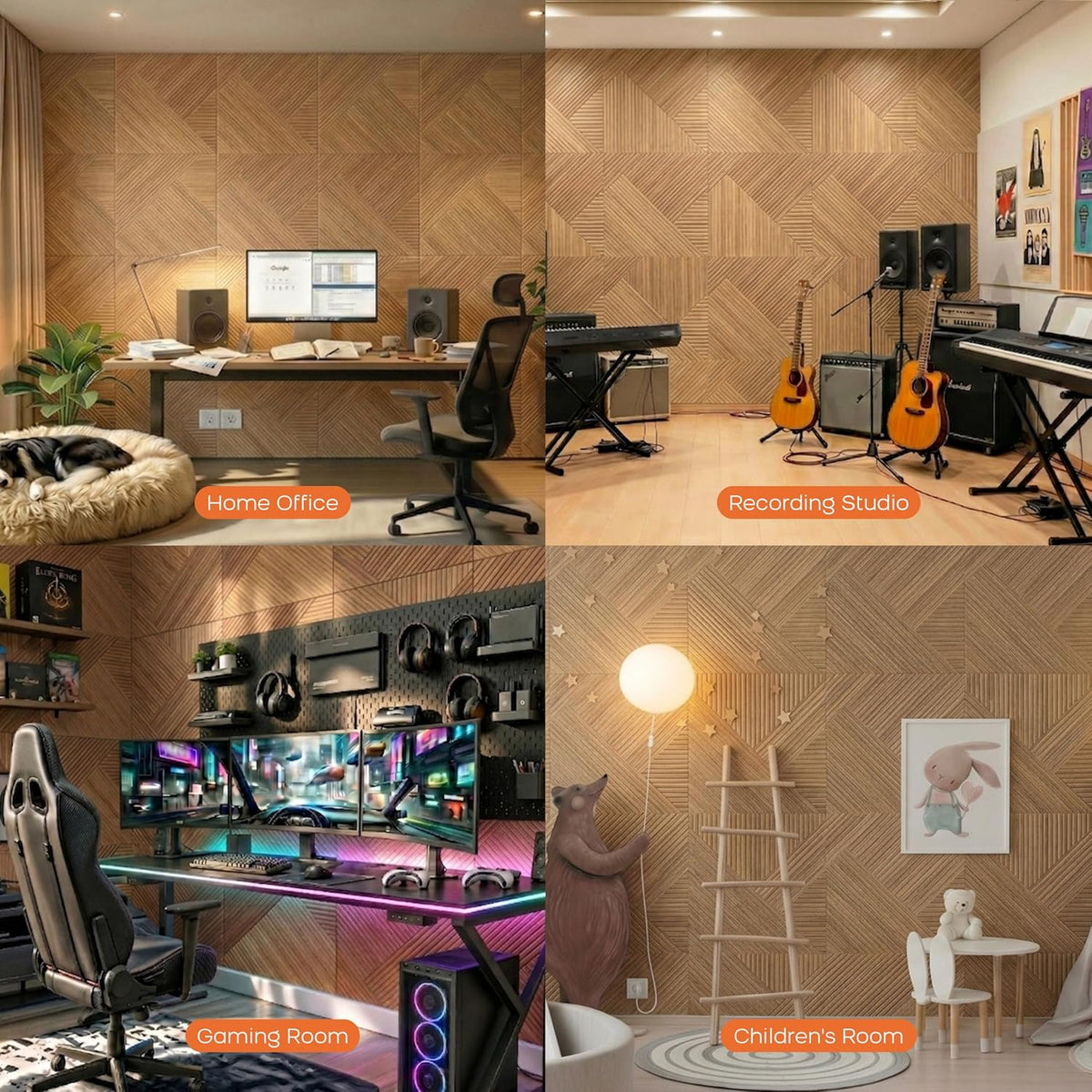 BUBOS 6-Pack Acoustic Wall Panels-Diamond Weave